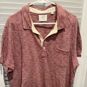 Billy Reid Men's SS Red/white striped polo.  XXL